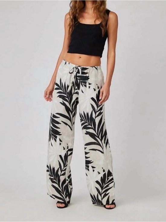 Bella Dahl Pants - Bella Dahl Wide Leg Drawstring Pant in Maui Palm Print